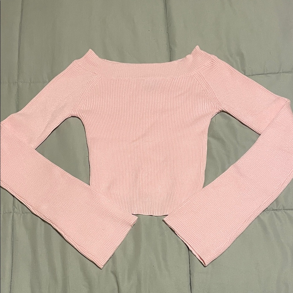 NWOT Beverley and Beck Light Pink Knit Sweater with Wide Neck